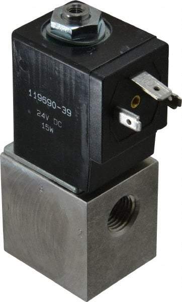 ARO/Ingersoll-Rand - 1/4", CAT Series 3-Way 2-Position Body Ported Stacking Solenoid Valve - 24 VDC, 0.2 CV Rate, 3-1/2" High - USA Tool & Supply