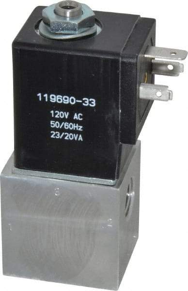 ARO/Ingersoll-Rand - 1/4", CAT Series 3-Way 2-Position Body Ported Stacking Solenoid Valve - 120 VAC, 0.2 CV Rate, 3-1/2" High - USA Tool & Supply