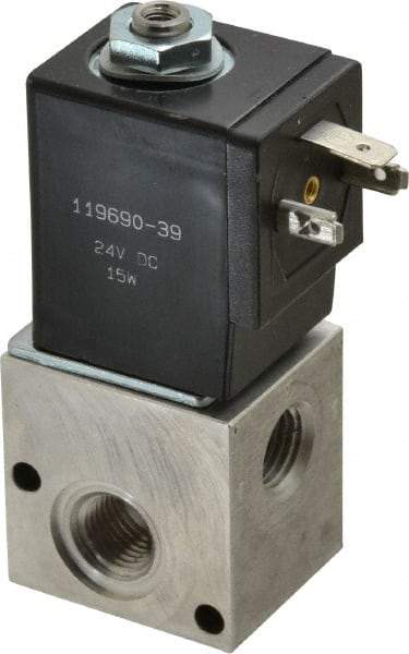ARO/Ingersoll-Rand - 1/4", CAT Series 3-Way 2-Position Stacking Solenoid Valve - 24 VDC, 0.2 CV Rate, 3-1/2" High - USA Tool & Supply