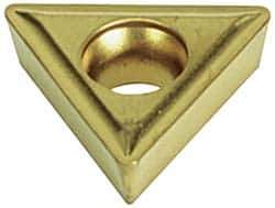 Value Collection - TPMT432 Grade TCN55 Carbide Turning Insert - TiN Finish, 60° Triangle, 1/2" Inscr Circle, 3/16" Thick, 1/32" Corner Radius - USA Tool & Supply