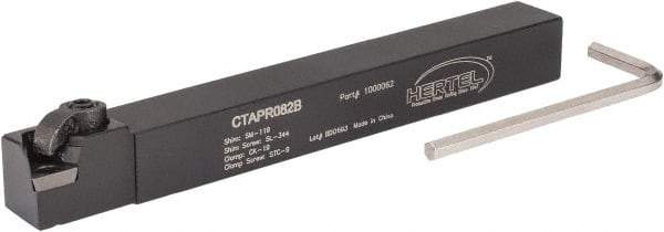 Hertel - CTAP, Right Hand Cut, 3° Lead Angle, 1/2" Shank Height x 1/2" Shank Width, Positive Rake Indexable Turning Toolholder - 4-1/2" OAL, TP..22 Insert Compatibility, Series Clamp Type - USA Tool & Supply