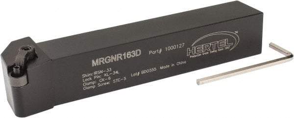 Hertel - MRGN, Right Hand Cut, 15° Lead Angle, 1" Shank Height x 1" Shank Width, Negative Rake Indexable Turning Toolholder - 6" OAL, RN..32 Insert Compatibility, Series Multi-Option - USA Tool & Supply