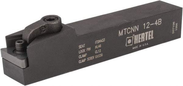 Hertel - MTCN, Neutral Cut, 0° Lead Angle, 3/4" Shank Height x 3/4" Shank Width, Negative Rake Indexable Turning Toolholder - 6" OAL, TN..43. Insert Compatibility, Series Multi-Option - USA Tool & Supply