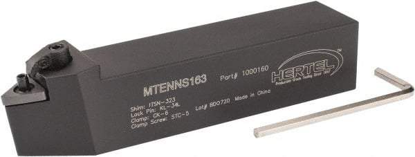 Hertel - MTEN, Neutral Cut, 0° Lead Angle, 1" Shank Height x 1" Shank Width, Negative Rake Indexable Turning Toolholder - 5" OAL, TN..33. Insert Compatibility, Series Multi-Option - USA Tool & Supply
