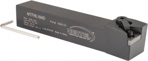 Hertel - MTFN, Left Hand Cut, 0° Lead Angle, 1" Shank Height x 1" Shank Width, Negative Rake Indexable Turning Toolholder - 6" OAL, TN..43. Insert Compatibility, Series Multi-Option - USA Tool & Supply