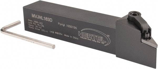 Hertel - MVJN, Left Hand Cut, 3° Lead Angle, 1" Shank Height x 1" Shank Width, Negative Rake Indexable Turning Toolholder - 6" OAL, VN..33. Insert Compatibility, Series Multi-Option - USA Tool & Supply
