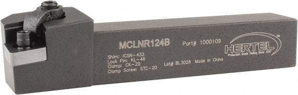 Hertel - MCLN, Right Hand Cut, 5° Lead Angle, 3/4" Shank Height x 3/4" Shank Width, Negative Rake Indexable Turning Toolholder - 4-1/2" OAL, CN..43. Insert Compatibility, Series Multi-Option - USA Tool & Supply