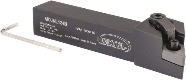 Hertel - MDJN, Left Hand Cut, 3° Lead Angle, 3/4" Shank Height x 3/4" Shank Width, Negative Rake Indexable Turning Toolholder - 4-1/2" OAL, DN..43. Insert Compatibility, Series Multi-Option - USA Tool & Supply