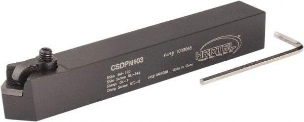 Hertel - CSDP, Neutral Cut, 0° Lead Angle, 5/8" Shank Height x 5/8" Shank Width, Positive Rake Indexable Turning Toolholder - 4-1/2" OAL, SP..32. Insert Compatibility, Series Clamp Type - USA Tool & Supply