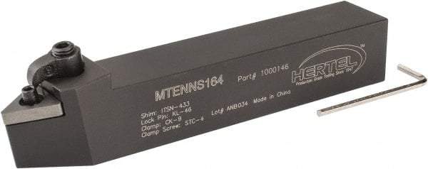 Hertel - MTEN, Neutral Cut, 0° Lead Angle, 1" Shank Height x 1" Shank Width, Negative Rake Indexable Turning Toolholder - 6" OAL, TN..43. Insert Compatibility, Series Multi-Option - USA Tool & Supply