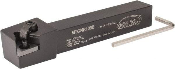 Hertel - MTGN, Right Hand Cut, 3° Lead Angle, 5/8" Shank Height x 5/8" Shank Width, Negative Rake Indexable Turning Toolholder - 4-1/2" OAL, TN..33. Insert Compatibility, Series Multi-Option - USA Tool & Supply