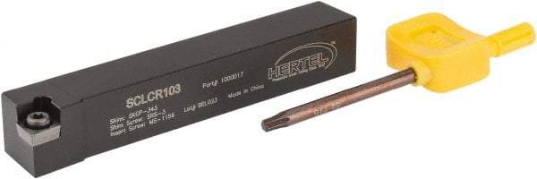 Hertel - SCLC, Right Hand Cut, 5° Lead Angle, 5/8" Shank Height x 5/8" Shank Width, Neutral Rake Indexable Turning Toolholder - 4" OAL, CC..32.5. Insert Compatibility, Series Screw-Type - USA Tool & Supply
