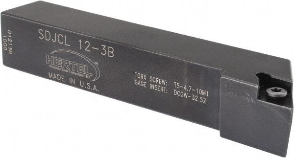 Hertel - SDJC, Left Hand Cut, 3° Lead Angle, 3/4" Shank Height x 3/4" Shank Width, Neutral Rake Indexable Turning Toolholder - 4-1/2" OAL, DC..32.5. Insert Compatibility, Series Screw-Type - USA Tool & Supply