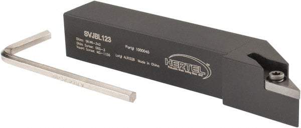 Hertel - SVJB, Left Hand Cut, 3° Lead Angle, 3/4" Shank Height x 3/4" Shank Width, Neutral Rake Indexable Turning Toolholder - 4-1/2" OAL, VB..33. Insert Compatibility, Series Screw-Type - USA Tool & Supply