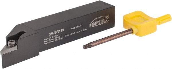 Hertel - SVJB, Right Hand Cut, 3° Lead Angle, 3/4" Shank Height x 3/4" Shank Width, Neutral Rake Indexable Turning Toolholder - 4-1/2" OAL, VB..33. Insert Compatibility, Series Screw-Type - USA Tool & Supply