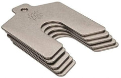 Made in USA - 5 Piece, 2 Inch Long x 2 Inch Wide x 0.05 Inch Thick, Slotted Shim Stock - Stainless Steel, 5/8 Inch Wide Slot - USA Tool & Supply