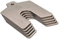 Made in USA - 5 Piece, 2 Inch Long x 2 Inch Wide x 0.075 Inch Thick, Slotted Shim Stock - Stainless Steel, 5/8 Inch Wide Slot - USA Tool & Supply