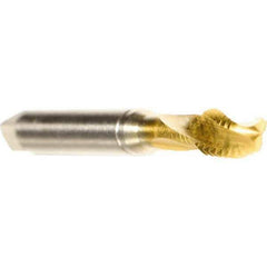 Emuge - 3/8-16 UNC 3 Flute 2BX Modified Bottoming Spiral Flute Tap - Cobalt, TiN Finish, 3.937" OAL, Right Hand Flute, Right Hand Thread, Series Rekord D - USA Tool & Supply