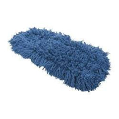 Rubbermaid - 18" Long x 5" Wide Synthetic Dust Mop Head - Slip-On/Slip-Through Backing, Blue, Twisted Loop Head - USA Tool & Supply