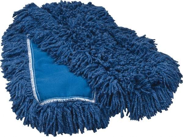 Rubbermaid - 36" Long x 5" Wide Synthetic Dust Mop Head - Slip-On/Slip-Through Backing, Blue, Twisted Loop Head - USA Tool & Supply