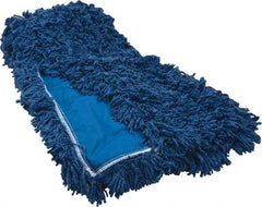 Rubbermaid - 60" Long x 5" Wide Synthetic Dust Mop Head - Slip-On/Slip-Through Backing, Blue, Twisted Loop Head - USA Tool & Supply