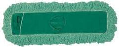 Rubbermaid - 36" Long x 5" Wide Yarn Blend Dust Mop Head - Slip-On/Slip-Through Backing, Green, Twisted Loop Head, Anti-Microbial - USA Tool & Supply