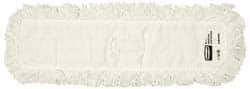 Rubbermaid - 36" Long x 5" Wide Cotton Yarn Dust Mop Head - Slip-On/Slip-Through Backing, White, Twisted Loop Head - USA Tool & Supply