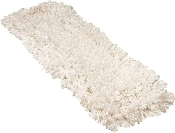 Rubbermaid - 24" Long x 5" Wide Cotton Yarn Dust Mop Head - Slip-On/Slip-Through Backing, White, Twisted Loop Head - USA Tool & Supply