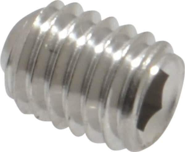 Value Collection - #10-32 UNF, 1/4" OAL, Cup Point Set Screw - Grade 18-8 Stainless Steel, 3/32" Key - USA Tool & Supply