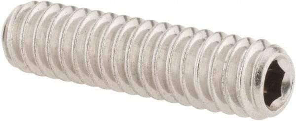Value Collection - 1/4-20 UNC, 1" OAL, Cup Point Set Screw - Grade 18-8 Stainless Steel, 1/8" Key - USA Tool & Supply