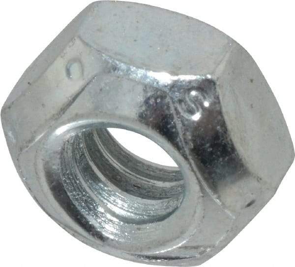 Value Collection - 1/4-20 UNC Grade C Hex Lock Nut with Distorted Thread - 7/16" Width Across Flats, 7/32" High, Cadmium Clear-Plated Finish - USA Tool & Supply