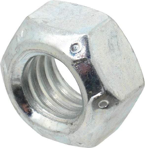 Value Collection - 7/16-14 UNC Grade C Hex Lock Nut with Distorted Thread - 11/16" Width Across Flats, 3/8" High, Cadmium Clear-Plated Finish - USA Tool & Supply