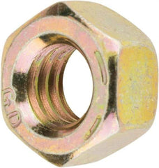 Value Collection - 5/16-18 UNC Steel Right Hand Hex Nut - 1/2" Across Flats, 17/64" High, Zinc Yellow Dichromate Finish - USA Tool & Supply