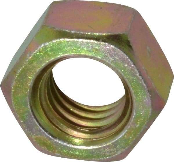 Value Collection - 7/16-14 UNC Steel Right Hand Hex Nut - 11/16" Across Flats, 3/8" High, Zinc Yellow Dichromate Finish - USA Tool & Supply