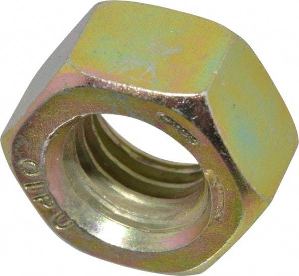 Value Collection - 9/16-12 UNC Steel Right Hand Hex Nut - 7/8" Across Flats, 31/64" High, Zinc Yellow Dichromate Finish - USA Tool & Supply