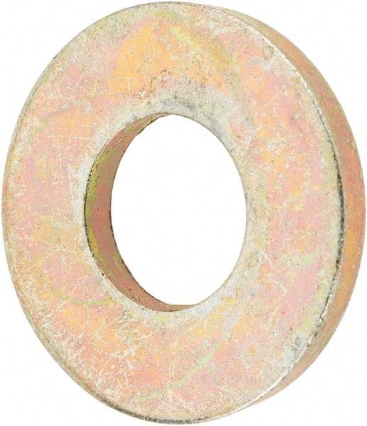 Value Collection - 1/4" Screw, Grade 8 Steel SAE Flat Washer - 9/32" ID x 5/8" OD, 1/16" Thick, Zinc Yellow Dichromate Finish - USA Tool & Supply