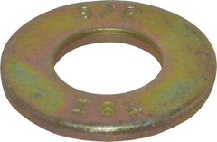 Value Collection - 3/8" Screw, Grade 8 Steel SAE Flat Washer - 13/32" ID x 13/16" OD, 1/16" Thick, Zinc Yellow Dichromate Finish - USA Tool & Supply