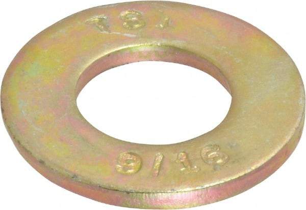 Value Collection - 9/16" Screw, Grade 8 Steel SAE Flat Washer - 19/32" ID x 1-3/16" OD, 3/32" Thick, Zinc Yellow Dichromate Finish - USA Tool & Supply