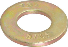 Value Collection - 9/16" Screw, Grade 8 Steel SAE Flat Washer - 19/32" ID x 1-3/16" OD, 3/32" Thick, Zinc Yellow Dichromate Finish - USA Tool & Supply