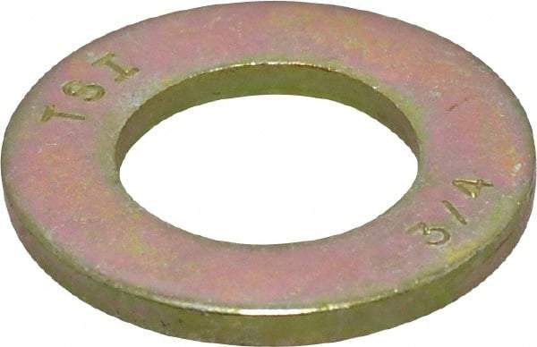 Value Collection - 3/4" Screw, Grade 8 Steel SAE Flat Washer - 13/16" ID x 1-1/2" OD, 9/64" Thick, Zinc Yellow Dichromate Finish - USA Tool & Supply