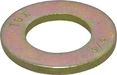 Value Collection - 3/4" Screw, Grade 8 Steel SAE Flat Washer - 13/16" ID x 1-1/2" OD, 9/64" Thick, Zinc Yellow Dichromate Finish - USA Tool & Supply