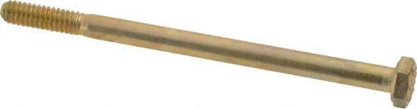 Made in USA - 1/4-20 UNC, 4" Length Under Head Hex Head Cap Screw - Partially Threaded, Grade 8 Alloy Steel, Zinc Yellow Dichromate Finish, 7/16" Hex - USA Tool & Supply