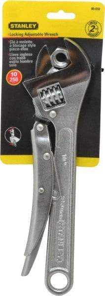 Stanley - 10" Locking Adjustable Wrench - Chrome Vanadium Steel, Chrome Finish - USA Tool & Supply