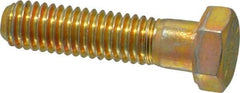 Made in USA - 3/8-16 UNC, 1-1/2" Length Under Head Hex Head Cap Screw - Partially Threaded, Grade 8 Alloy Steel, Zinc Yellow Dichromate Finish, 9/16" Hex - USA Tool & Supply