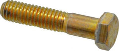 Made in USA - 3/8-16 UNC, 1-3/4" Length Under Head Hex Head Cap Screw - Partially Threaded, Grade 8 Alloy Steel, Zinc Yellow Dichromate Finish, 9/16" Hex - USA Tool & Supply