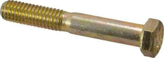 Made in USA - 3/8-16 UNC, 2-1/2" Length Under Head Hex Head Cap Screw - Partially Threaded, Grade 8 Alloy Steel, Zinc Yellow Dichromate Finish, 9/16" Hex - USA Tool & Supply