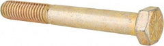 Made in USA - 3/8-16 UNC, 3" Length Under Head Hex Head Cap Screw - Partially Threaded, Grade 8 Alloy Steel, Zinc Yellow Dichromate Finish, 9/16" Hex - USA Tool & Supply