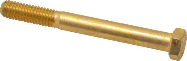 Made in USA - 3/8-16 UNC, 3-1/2" Length Under Head Hex Head Cap Screw - Partially Threaded, Grade 8 Alloy Steel, Zinc Yellow Dichromate Finish, 9/16" Hex - USA Tool & Supply