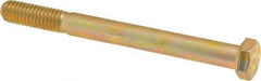 Made in USA - 3/8-16 UNC, 4" Length Under Head Hex Head Cap Screw - Partially Threaded, Grade 8 Alloy Steel, Zinc Yellow Dichromate Finish, 9/16" Hex - USA Tool & Supply