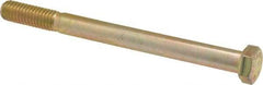 Made in USA - 3/8-16 UNC, 4-1/2" Length Under Head Hex Head Cap Screw - Partially Threaded, Grade 8 Alloy Steel, Zinc Yellow Dichromate Finish, 9/16" Hex - USA Tool & Supply